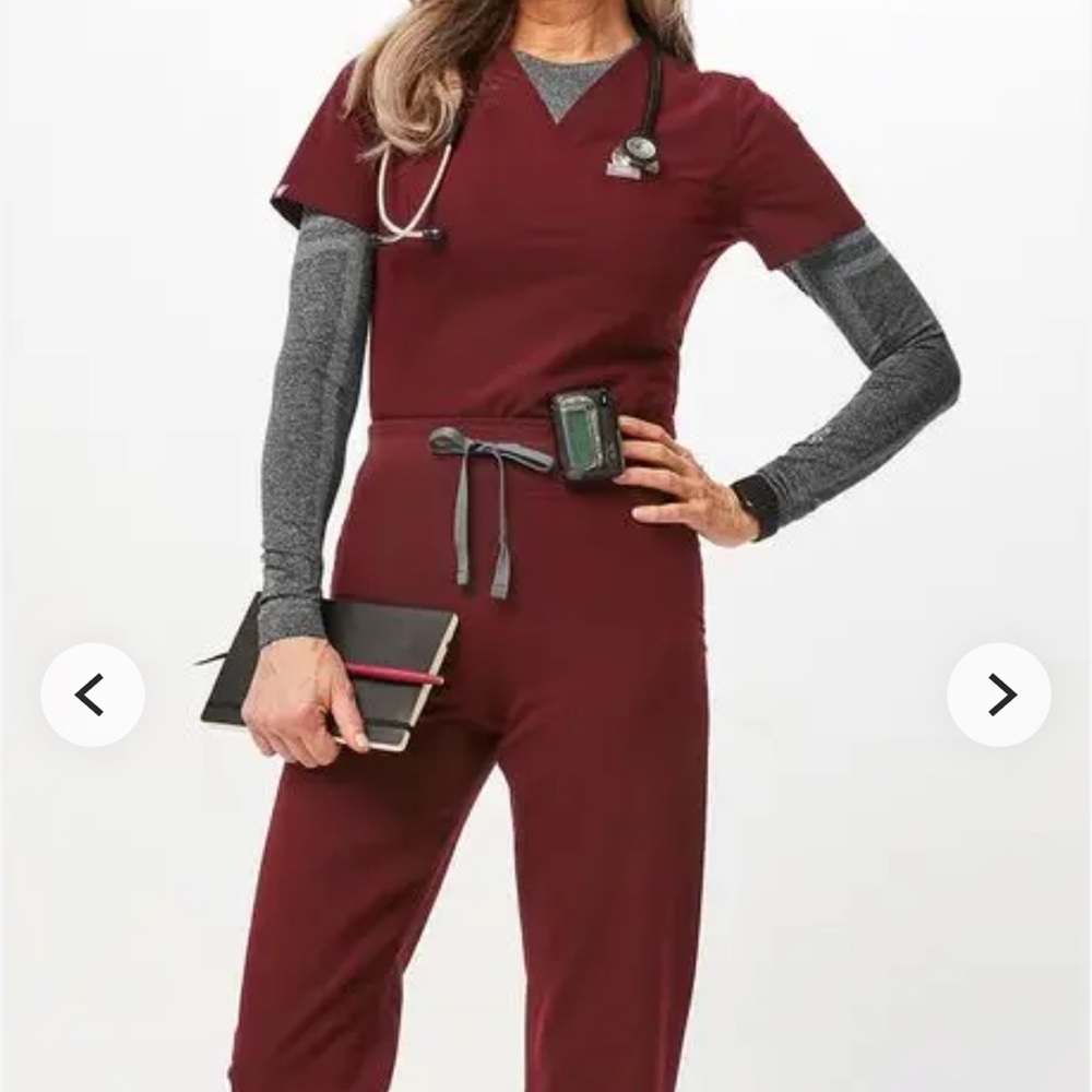 Women's Burgundy Figs High Waisted Livingston Scrub Pants